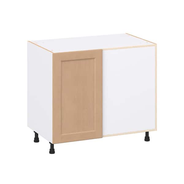 Lakewood Sugar Cookie Shaker Assembled Blind Base Corner Kitchen Cabinet Right (39 in. W x 34.5 in. H x 24 in. D)