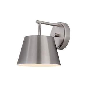 Lilly 8 in. Brushed Nickel Wall Sconce with Brushed Nickel Steel Shade with No Bulbs Included (1-Pack)