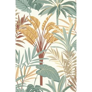 Rudyard Apricot Tropical Flora Vinyl Non-Pasted Wallpaper Roll