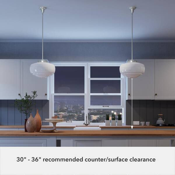 Hunter - Saddle Creek 1 Light Brushed Nickel Pendant with Frosted Glass Shade Kitchen Light