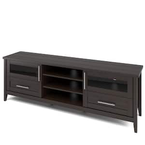 Jackson 71 in. Dark Espresso Wood TV Stand with 2 Drawer Fits TVs Up to 80 in. with Storage Doors