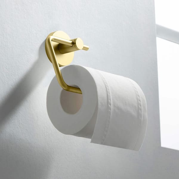 Bathroom Accessories Wall Mounted Toilet Paper Holder Round Post in Brushed Gold