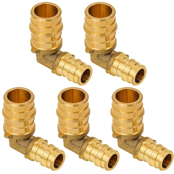 PLUMBFLEX 3/4 in. x 1/2 in. Reducing  Pex Fitting, Expansion Pex A Elbow Lead Free Brass, 90° for Use in Pex A-Tubing (Pack of 5)