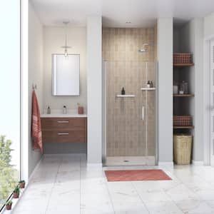 Manhattan 37 in. to 39 in. W x 68 in. H Frameless Pivot Shower Door with Clear Glass in Chrome