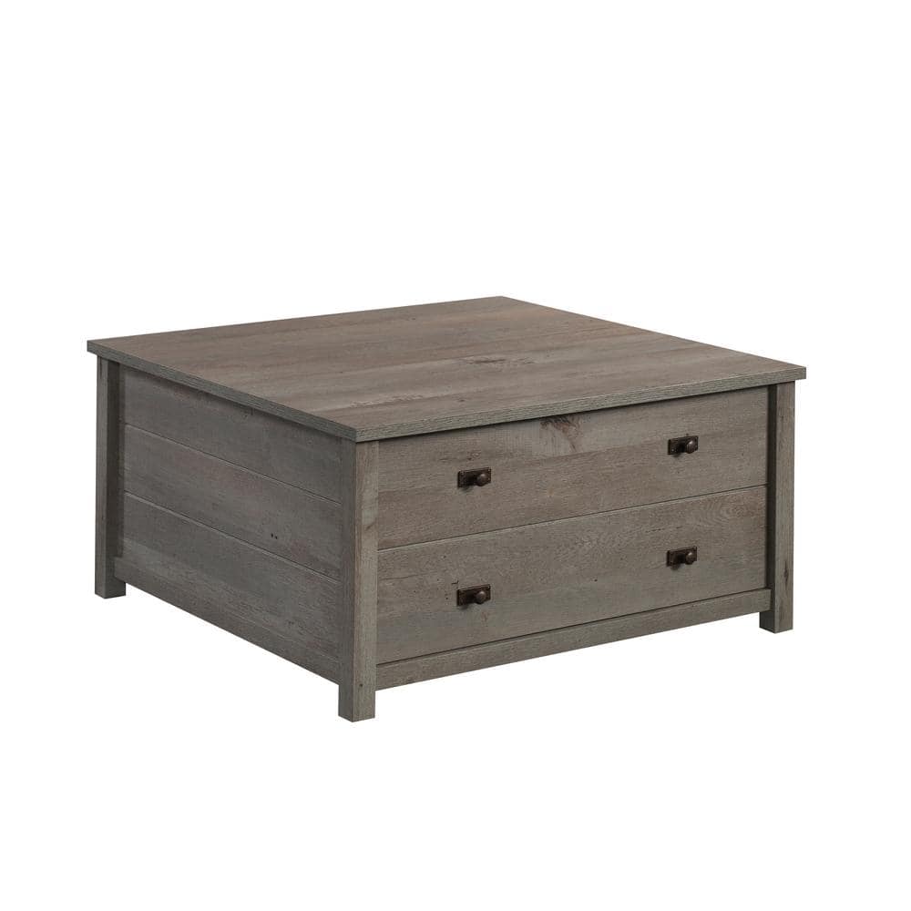 Mystic Oak Square Storage Coffee Table with Drawers