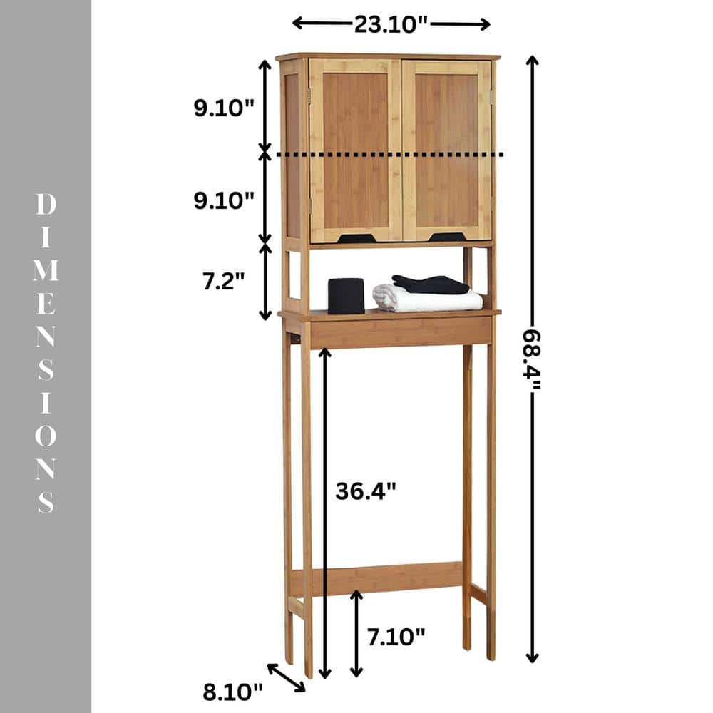 Mahe Bamboo Over-the-Toilet Storage Cabinet with Doors