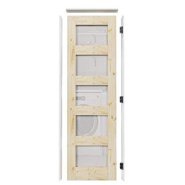 ARK DESIGN 24 in. x 80 in. Right Handed 5-Lite Frosted Glass Solid Core Unfinished Single Interior Door with Assemble Jamb