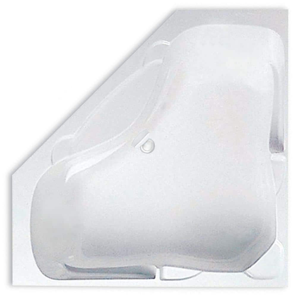 Preakness 59 in. x 59 in. Acrylic Corner Drop-In Soaking Bathtub Center Dra