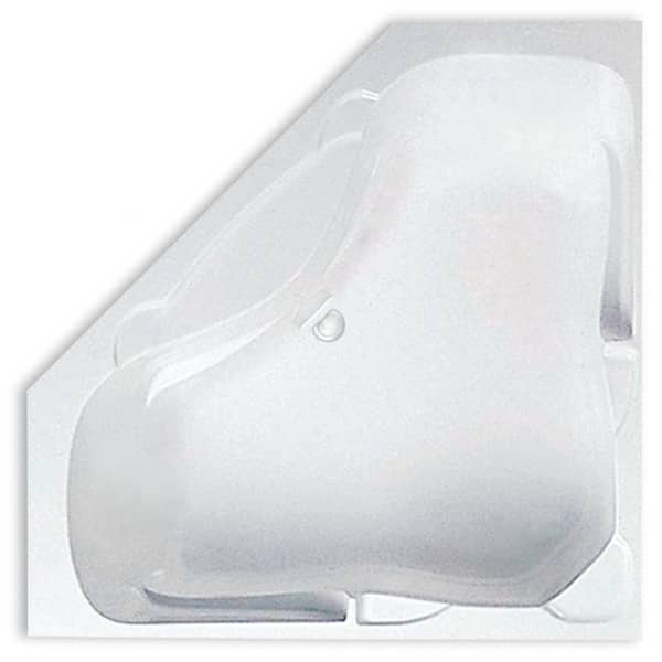 Aquatic Preakness 59 in. x 59 in. Acrylic Corner Drop-In Soaking Bathtub Center Drain in White