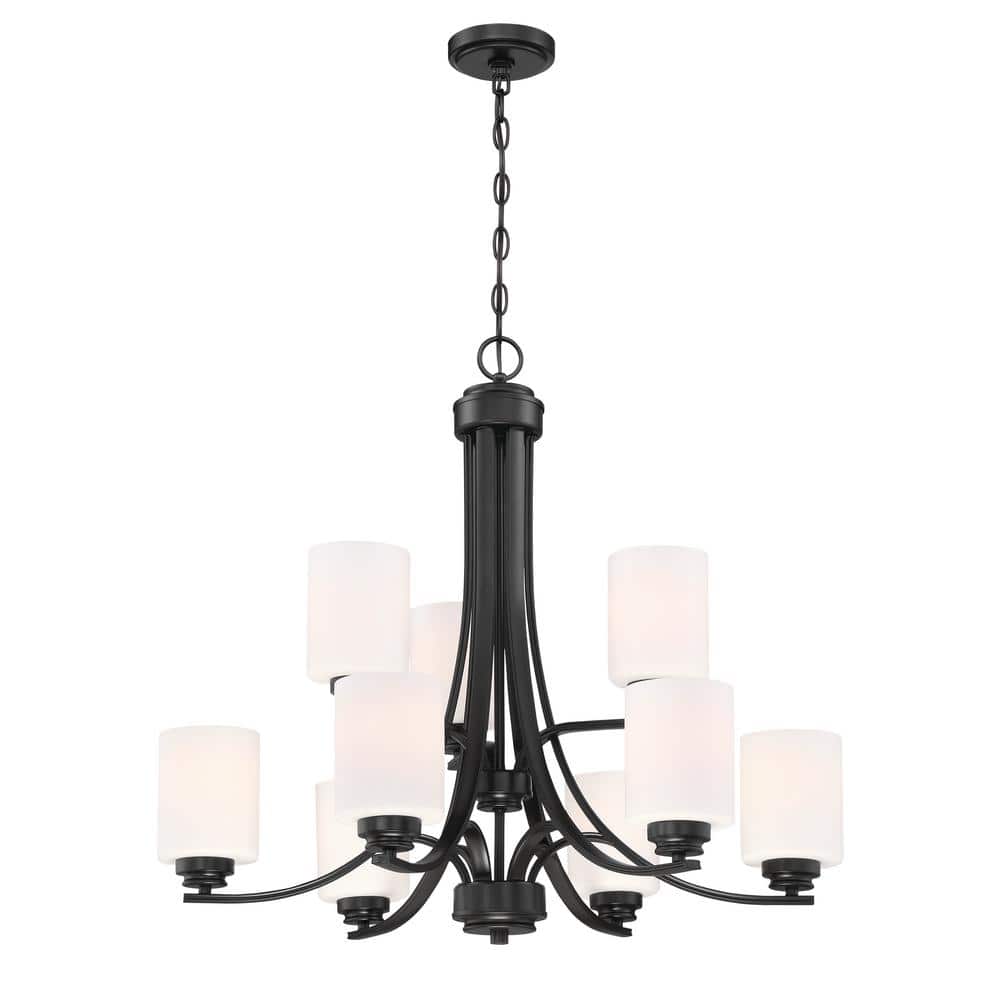 Bolden 29" Black and Crystal 9-Light Chandelier