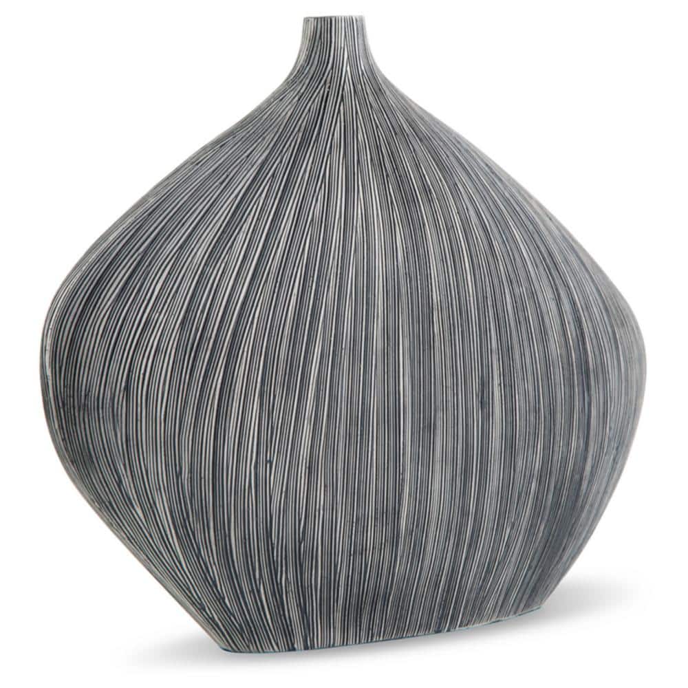 Gray Asymmetrical Polyresin Decorative Vase, 16 Inch