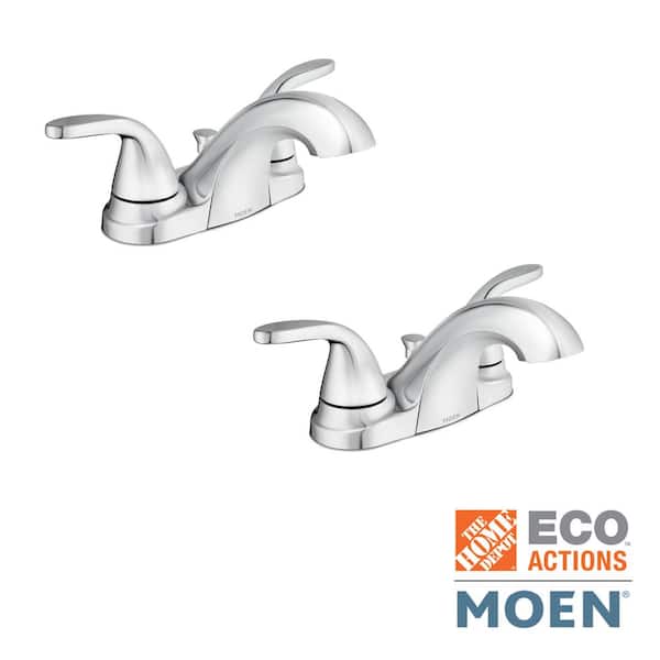 MOEN Adler 4 in. Centerset 2-Handle Bathroom Faucet in Chrome (2-Pack)