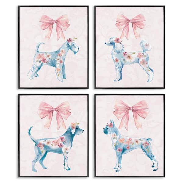Chic Stylish Pastel Dogs by Carol Robinson 4 Piece Black Framed Animal Giclee Art Print 20 in. x 16 in.