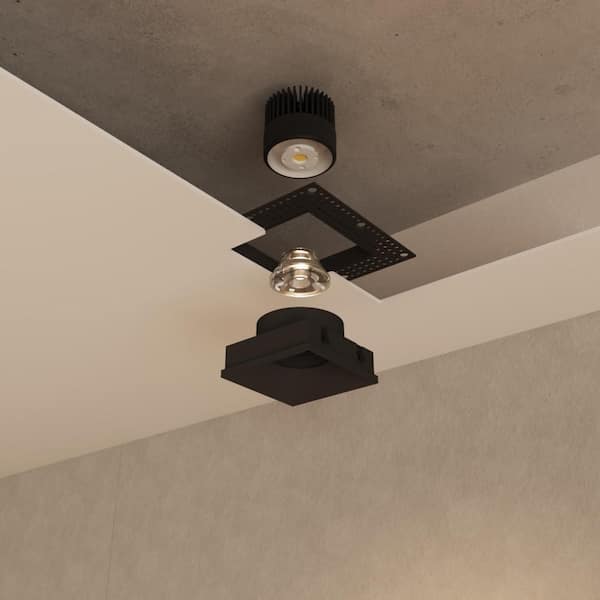 Inspira 3 in. Black Square Trimless Integrated LED Canless Recessed Lighting Kit Selectable 5CCT 12W 1000LM ETL (1-Pack)