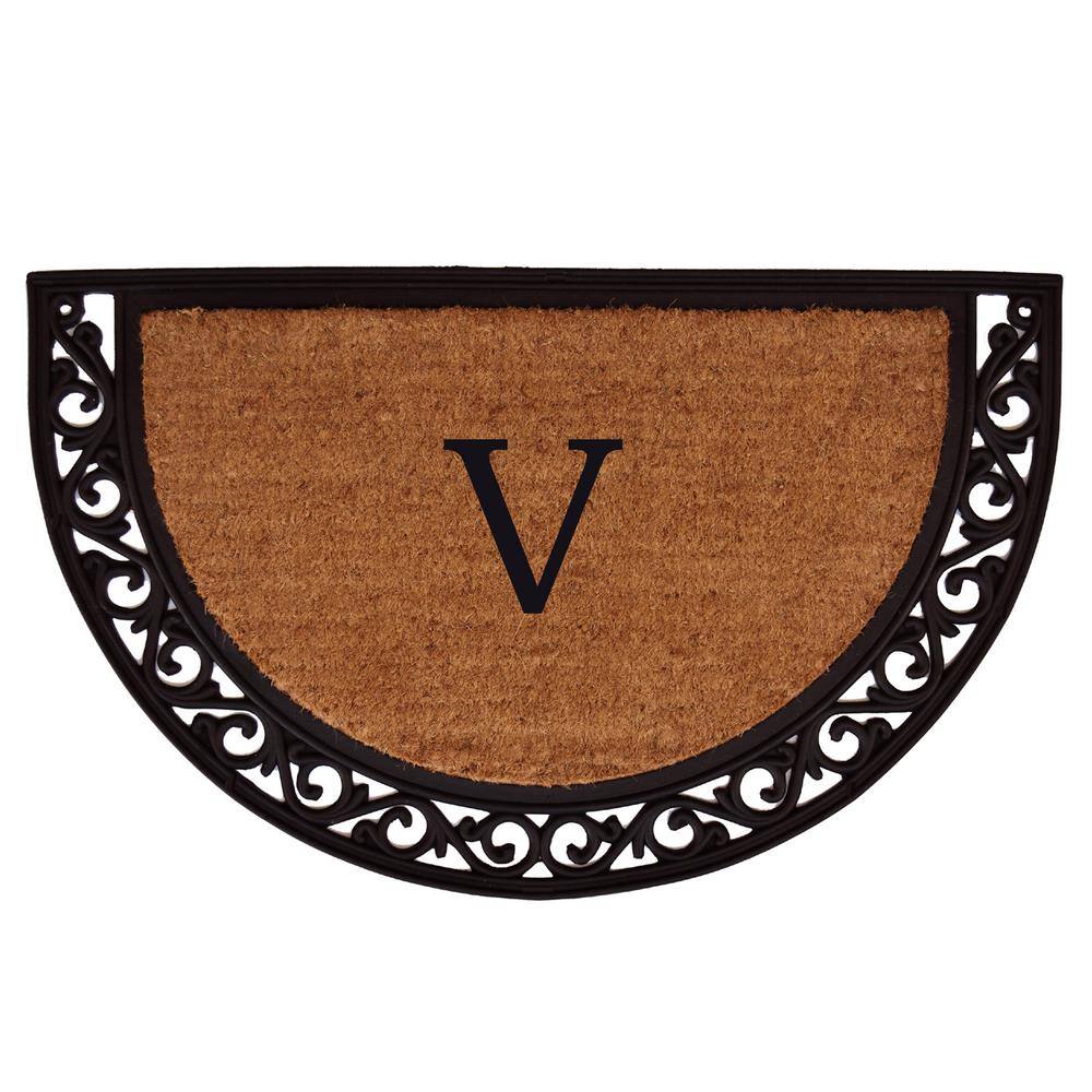 Ornate Scroll 30 in. x 48 in. Coir Monogrammed Door Mat (Letter V) price history on PriceWatchPro
