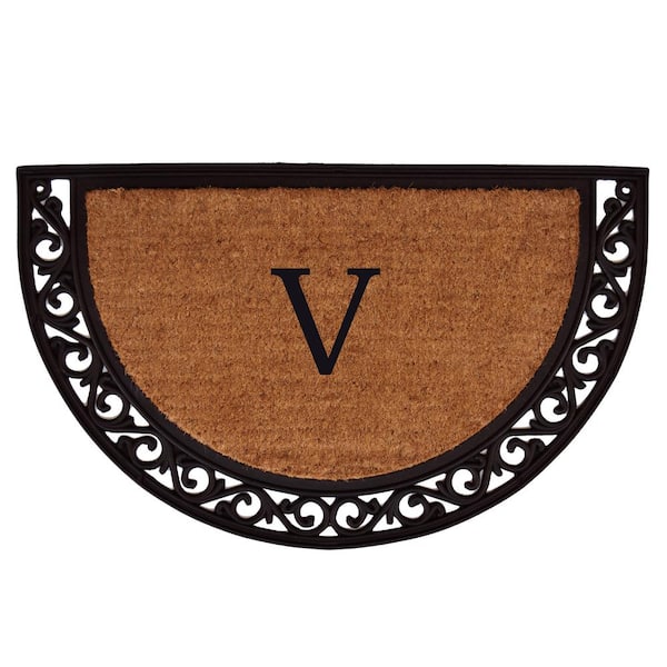 Calloway Mills Ornate Scroll 30 in. x 48 in. Coir Monogrammed Door Mat (Letter V)