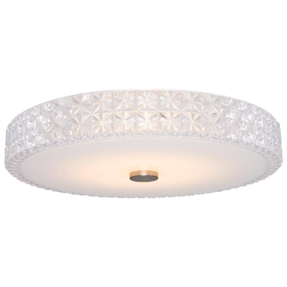 Maxine 15" White Crystal Drum LED Flush Mount Ceiling Light