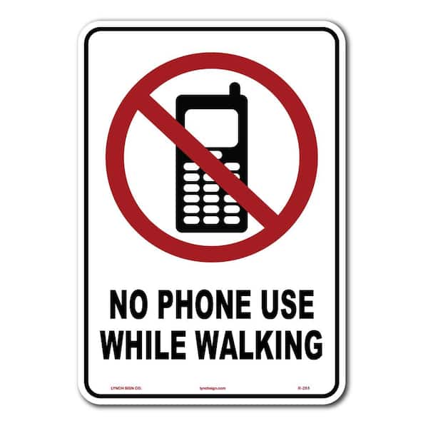 Lynch Sign 10 in. x 14 in. No Phone Use While Walking Sign Printed on More Durable Thicker Longer Lasting Styrene Plastic