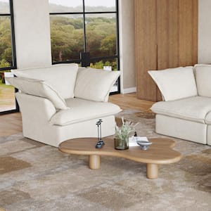 43 in. Flared Arm Overstuffed Linen Modular Deep Seat Single Sofa Cloud Couch in. Beige