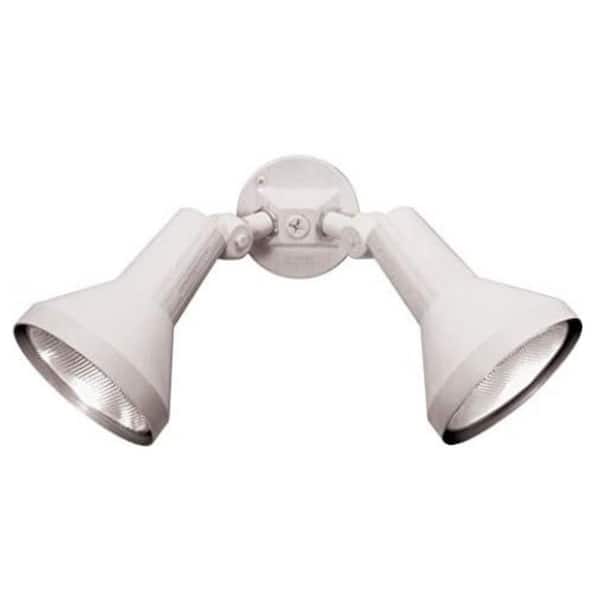 15" Outdoor Security Flood Light 2 Head with Heavy Duty Cast Aluminum Body 150W PAR38 Weather White Finish