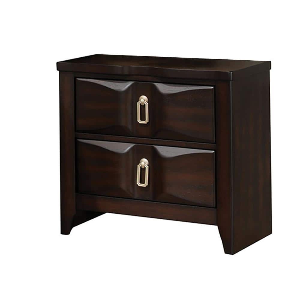 Lancaster Espresso Transitional 2-Drawer Nightstand