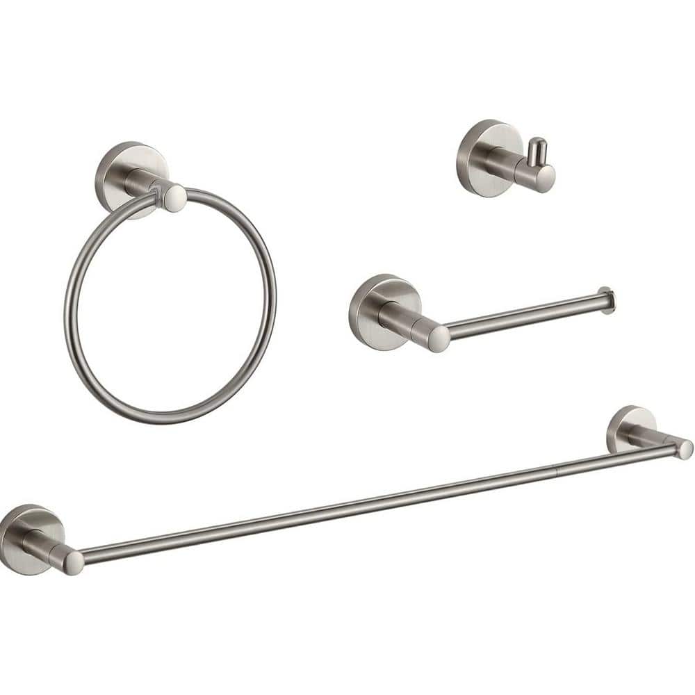 Bathroom Hardware Set Brushed Nickel 4-Pieces Bathroom Towel Rack 24 in. Adjustable Bathroom Accessories Set price history on PriceWatchPro
