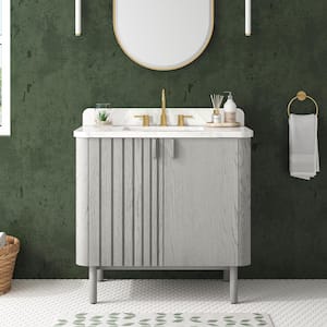 Blakely 37 in. Single Sink Gray Oak Bath Vanity with Calacatta White Quartz Top