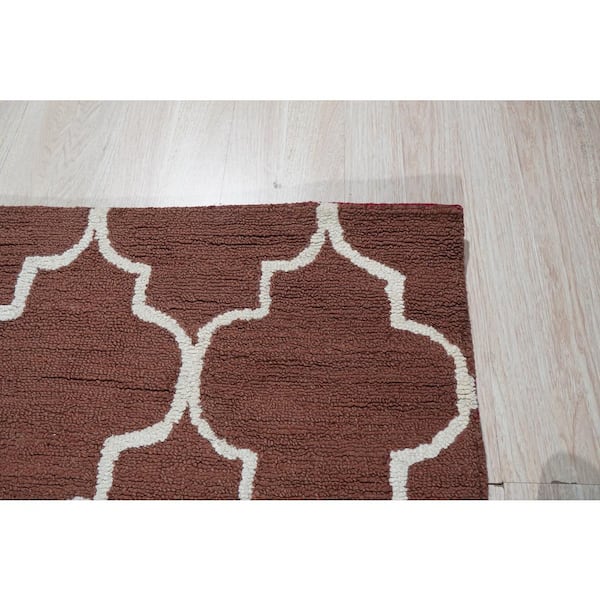 Rust 5 ft. x 7 ft. Hand Tufted Wool Traditional Geometric Moroccan Area Rug