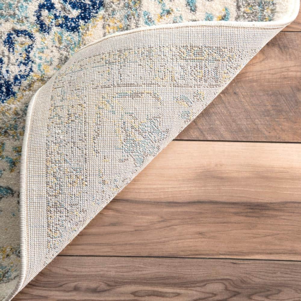 Easy-Care Vintage Persian Blue Synthetic Oval Area Rug, 3' x 5'