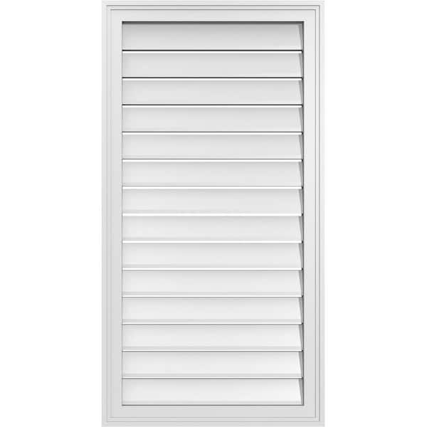 Ekena Millwork 22" x 42" Rectangular White PVC Paintable Gable Louver Vent Functional