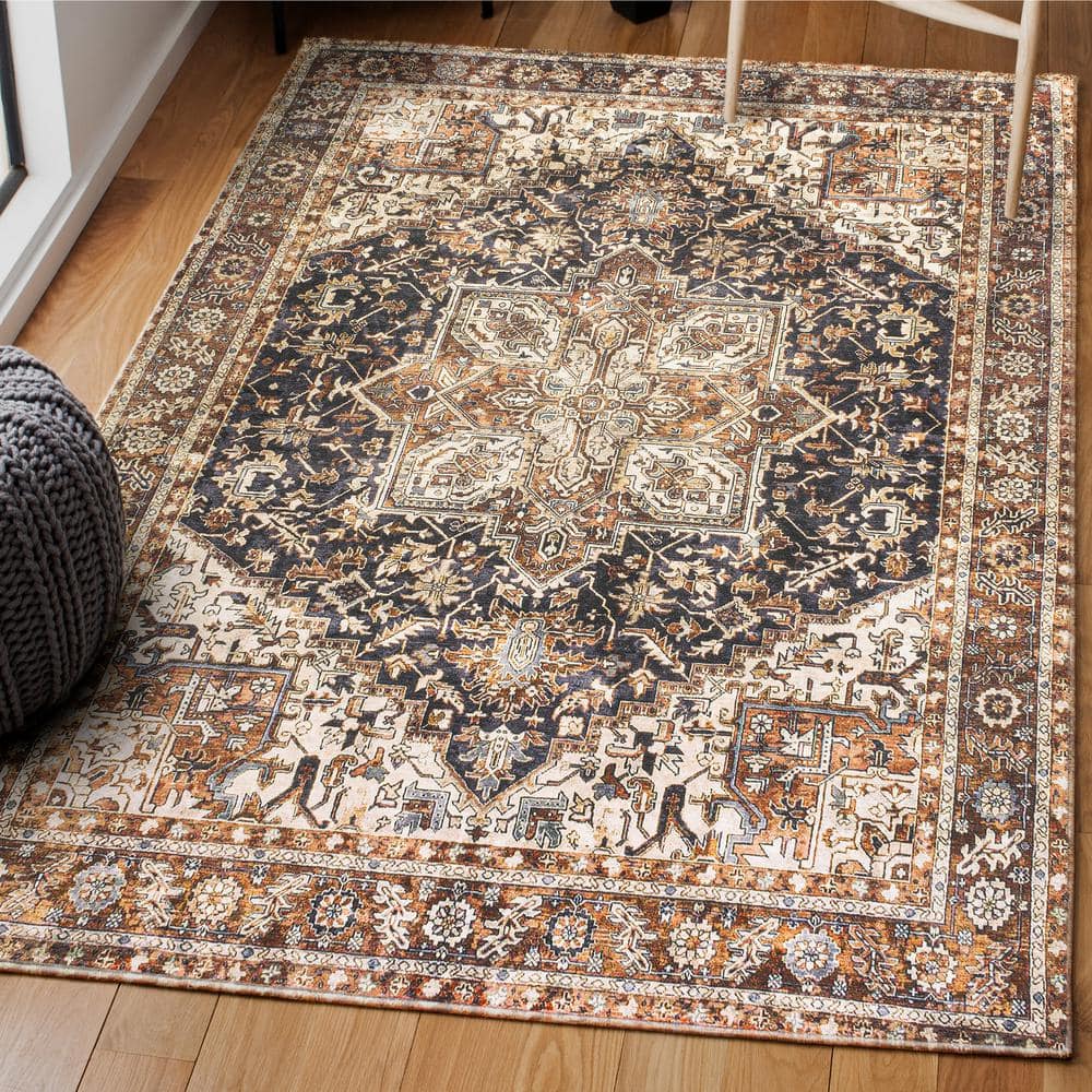 Chapell Chenille Black and Terra Medallion 8' x 10' Area Rug