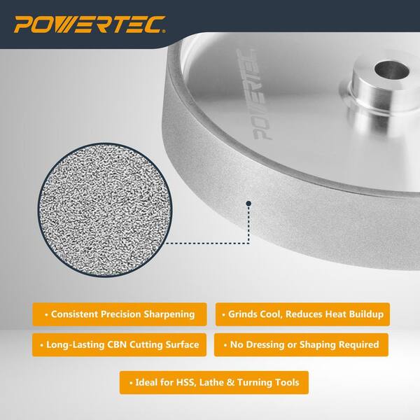 POWERTEC 8 in. x 1-1/2 in. W, 5/8 in. Arbor, CBN Bench Grinding