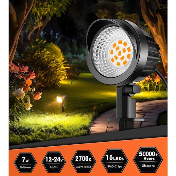 phyfalip 7W 800 Lumen Low Voltage Warm White Landscape Flood Light
