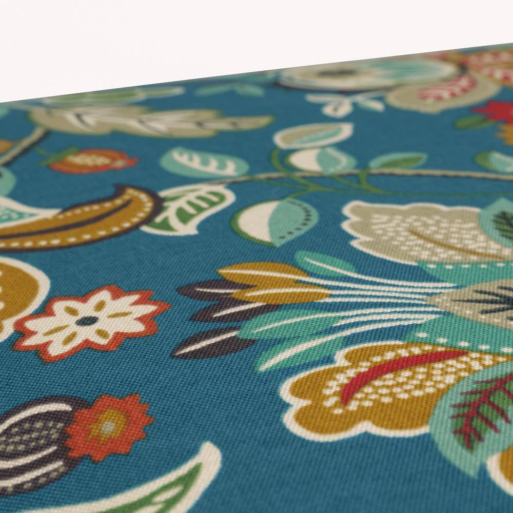 Blue and Tan Botanical Pattern Outdoor Throw Pillow Set