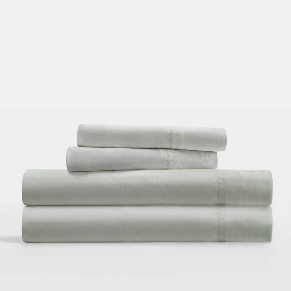 Full Green Mist Cotton Sateen Sheet Set with Pillowcases