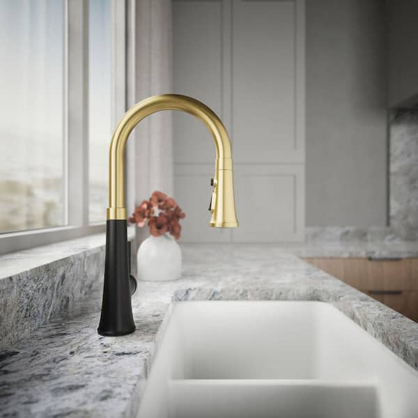 KOHLER Tone Single Handle Pull Down Sprayer Kitchen Faucet in