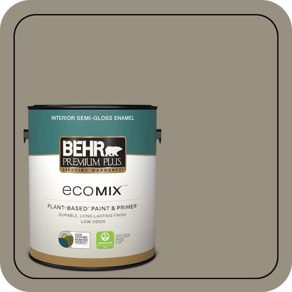 1 gal. #N320-5 Gray Squirrel Semi-Gloss Enamel EcoMix Plant-Based Interior Paint & Primer