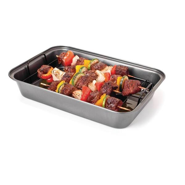 Chef Tony 13 in. x 9 in. x 3 in. Non-Stick Grease-Away Shish Kabob Pan