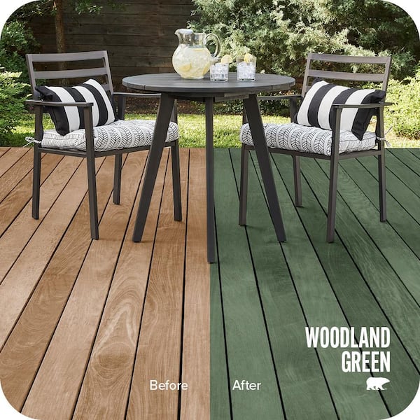 1 gal. #ST-126 Woodland Green Semi-Transparent Waterproofing Exterior Wood Stain and Sealer