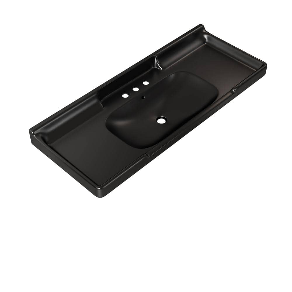 48 in. Integrated Single Bowl Black Ceramic Bathroom Sink with 3 pre-drilled hole price history on PriceWatchPro