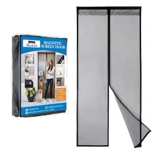 30 in. x 80 in. Black Velcro Fiberglass Magnetic Screen Doors with Super Strong Encryption Magnets