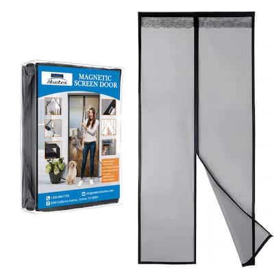 MAGZO Magnetic Screen Door Fit Door Size 72 x 80 Inch, Screen Size 74 x  81 Fiberglass French Door Mesh Curtain with Heavy Duty Hook&Loop-Grey Gray  