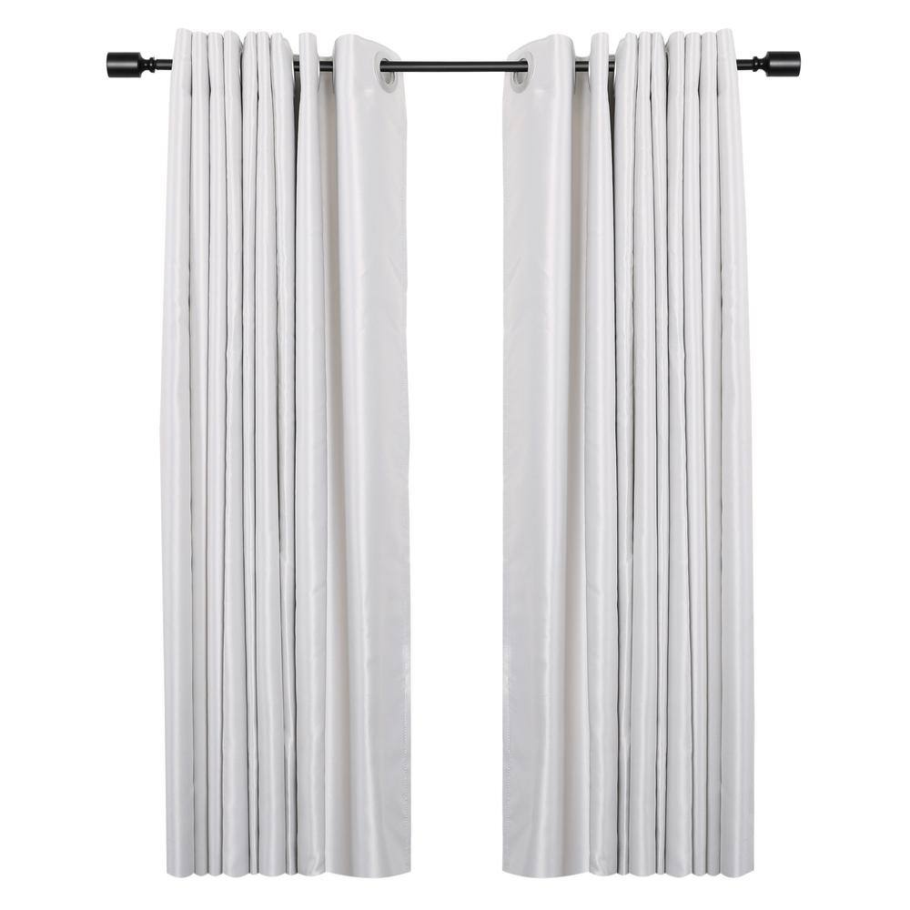 Adjustable Black Metal Curtain Rod with Decorative Finials, 28-48 Inch