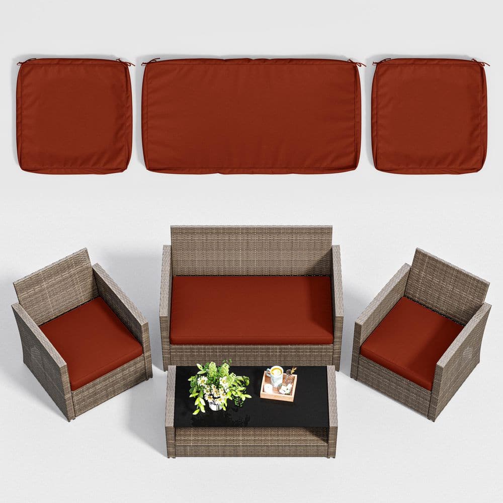 3-Piece 36 x 18 in. & 18 x 18 in. Outdoor Cushion Covers Replacement with Zipper Terra Red price history on PriceWatchPro
