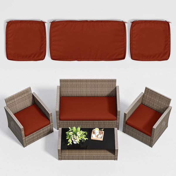 3-Piece Outdoor Patio Cushion Cover, UV and Waterproof Replacement Slipcovers Terra Red ( No Insert )