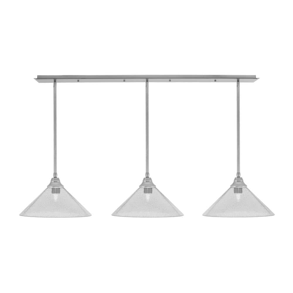 Livingston 3-Light Brushed Nickel Linear Chandelier for Kitchen Island with