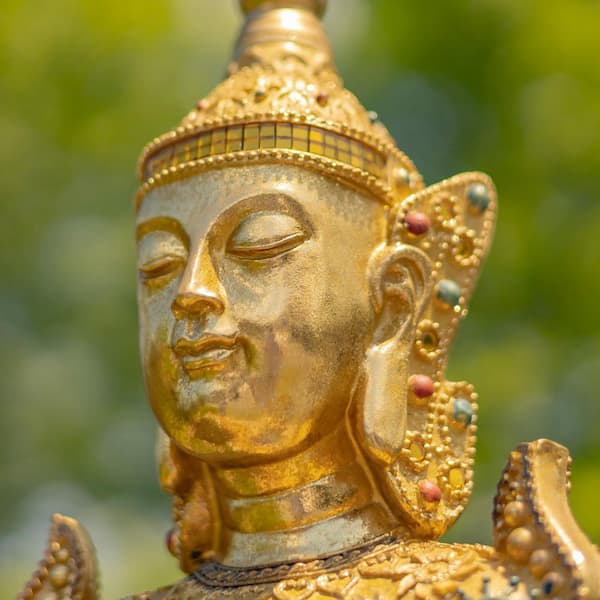 ブッダ像ー金張り  Buddha StatueーGold Ｐlated Full Gold Plated Buddha in Meditation (Tibetan Buddhist