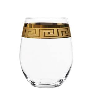 Muse 13 oz. Wine Tumbler in Clear with Gold Trim (Set of 2)