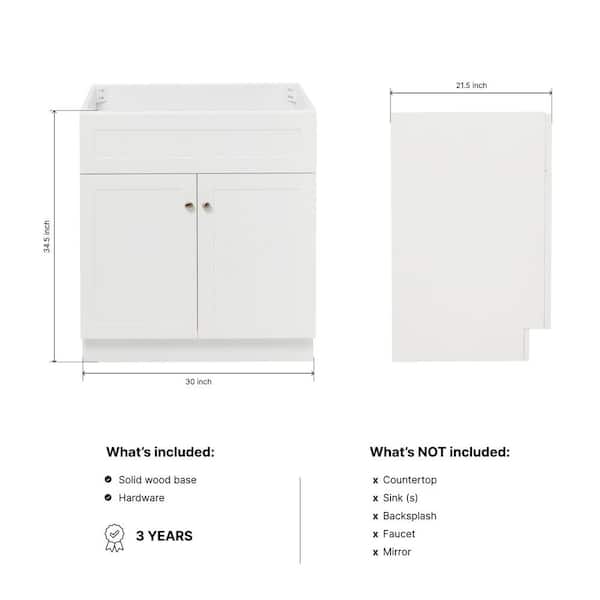 Hamlet 30 in. W x 21.5 in. D x 34.5 in. H . Bath Vanity Cabinet without Top in White