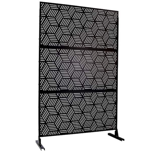Unbranded 6.3 ft. H x 4 ft. W Black Outdoor Privacy Screen Metal Garden Fence Decorative Privacy Screen Privacy Screen Panel